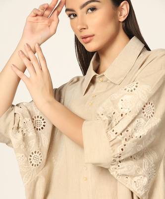 Beige Shirt Top Summer Pret Wear 5