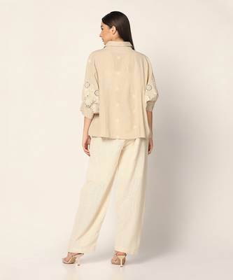 Beige Shirt Top Summer Pret Wear 6
