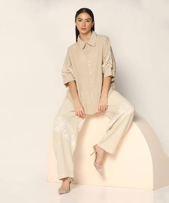 Beige Shirt Top Summer Pret Wear 7