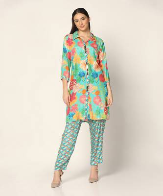 Blue Multi Co-Ord Set Summer Pret Wear 1