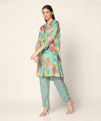 Blue Multi Co-Ord Set Summer Pret Wear 2