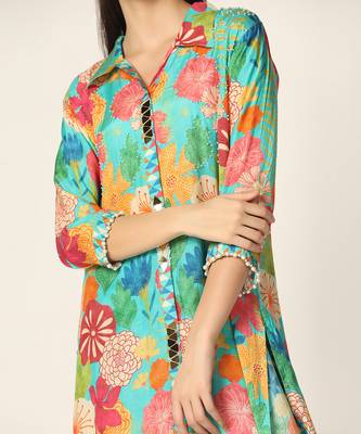 Blue Multi Co-Ord Set Summer Pret Wear 4