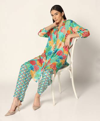 Blue Multi Co-Ord Set Summer Pret Wear 5