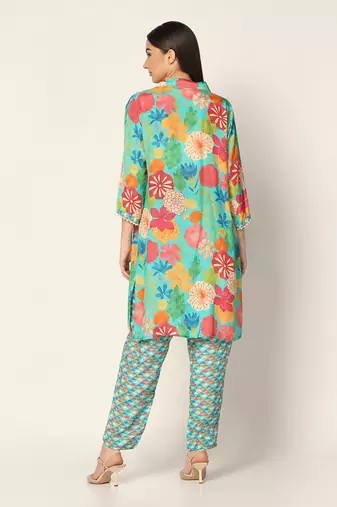 Blue Multi Co-Ord Set Summer Pret Wear