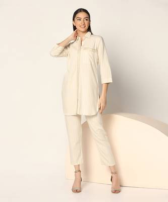 Off White Co-Ord Set Summer Pret Wear 1