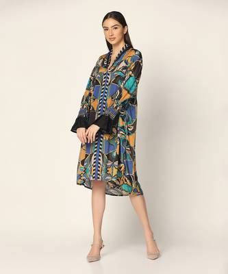 Blue Multi Dress Summer Pret Wear 1