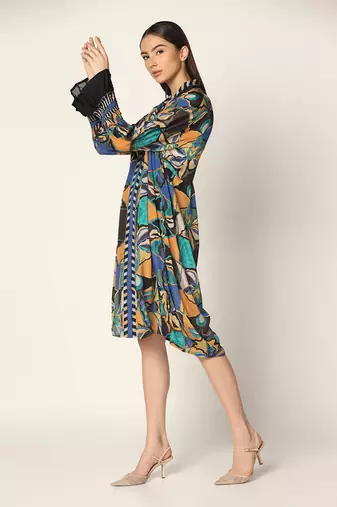 Blue Multi Dress Summer Pret Wear