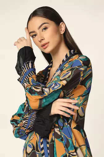 Blue Multi Dress Summer Pret Wear