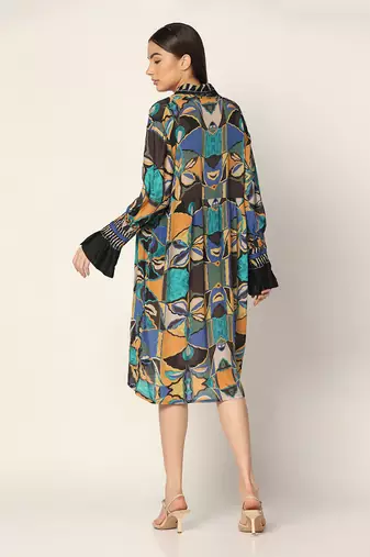 Blue Multi Dress Summer Pret Wear