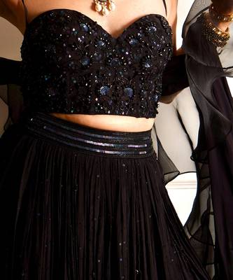 Evaa Black Corset And Gathered Lehenga 3