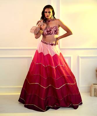 Celeste Pink Dupion Ombre Lehenga 2