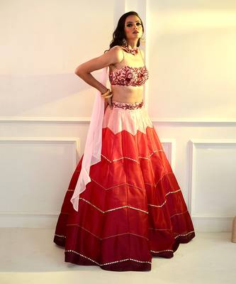 Celeste Pink Dupion Ombre Lehenga 3