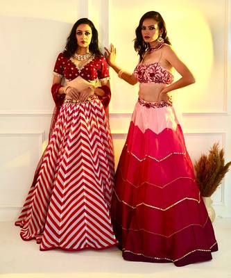 Celeste Pink Dupion Ombre Lehenga 6