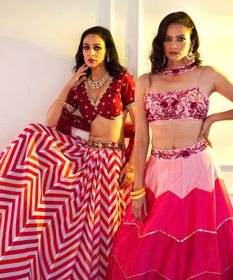 Celeste Pink Dupion Ombre Lehenga 7