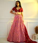Myrah Pink Chevron Lehenga