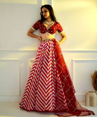 Myrah Pink Chevron Lehenga 2