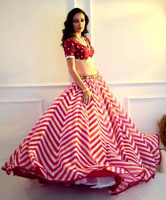 Myrah Pink Chevron Lehenga 5