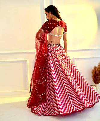 Myrah Pink Chevron Lehenga 6