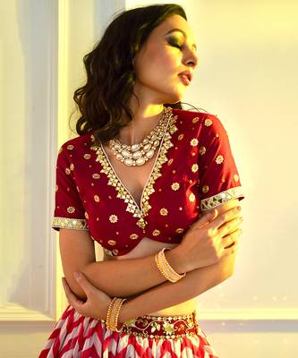 Myrah Pink Chevron Lehenga 7