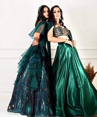 Meesha Green Marble Print Lehenga 6