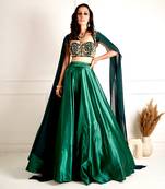 Meera Green Blackout Satin Lehenga