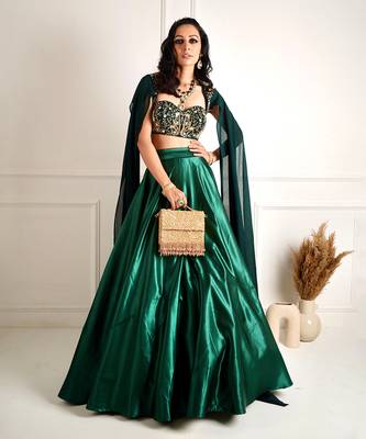 Meera Green Blackout Satin Lehenga 2