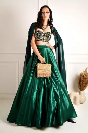 Meera Green Blackout Satin Lehenga