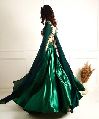 Meera Green Blackout Satin Lehenga 4