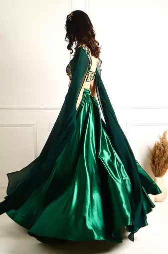 Meera Green Blackout Satin Lehenga