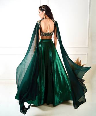 Meera Green Blackout Satin Lehenga 5