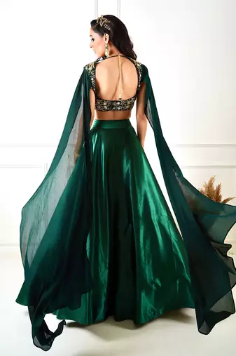 Meera Green Blackout Satin Lehenga