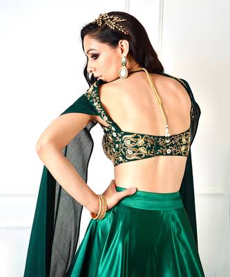 Meera Green Blackout Satin Lehenga 8