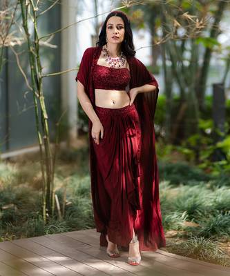 Aarna drape skirt and cape set  1