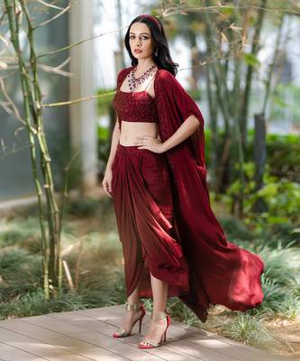 Aarna drape skirt and cape set  2