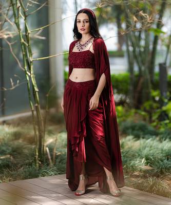 Aarna drape skirt and cape set  3