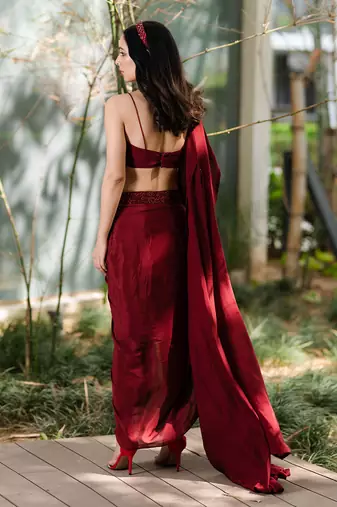 Aarna drape skirt and cape set 