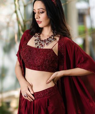 Aarna drape skirt and cape set  6