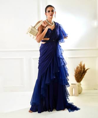Nikasha Navy Ruffle Sree 1