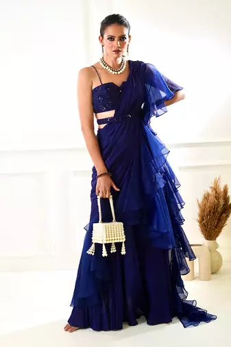 Nikasha Navy Ruffle Sree