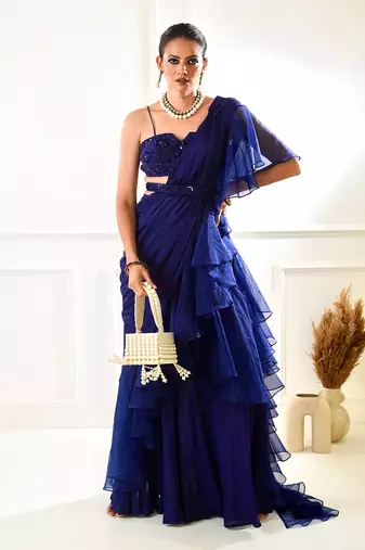 Nikasha Navy Ruffle Sree