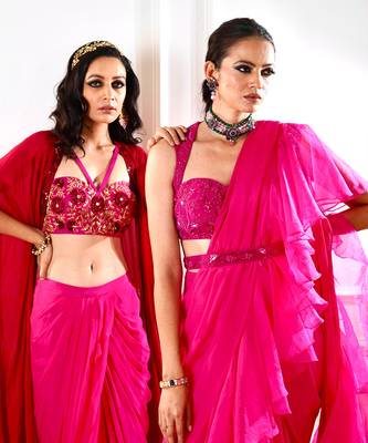 Rosie Pink Ruffle Saree 8