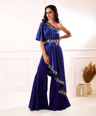 Sehar Navy Amber Cape And Sharara 1
