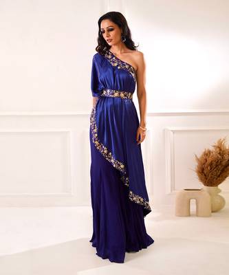 Sehar Navy Amber Cape And Sharara 2