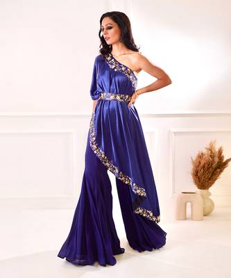 Sehar Navy Amber Cape And Sharara 4