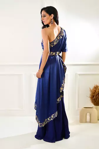 Sehar Navy Amber Cape And Sharara