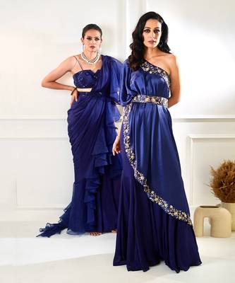 Sehar Navy Amber Cape And Sharara 6