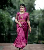 Purple Woven Art Silk Saree With Blouse Piece