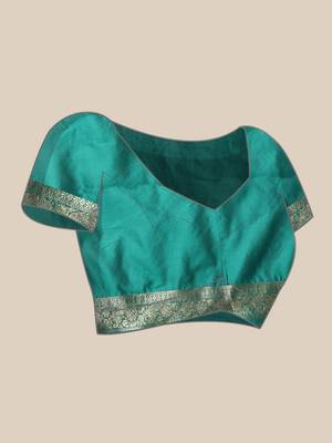 Women's Rama Kota Lichi Golden Zari Ethnic Motif Banarasi StyleContemporary Woven Design Saree With Running Blouse Piece 6