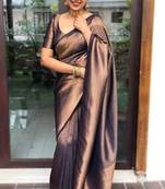 Blue Woven Faux Faux Kanjivaram Silk Saree With Blouse Piece