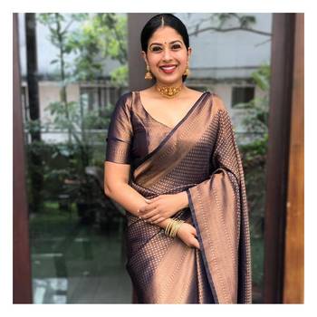 Blue Woven Faux Faux Kanjivaram Silk Saree With Blouse Piece 3